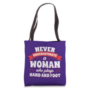 hand and foot card game lover funny canasta player cards tote bag