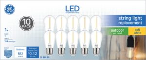 ge led string light bulb replacements, soft white, s14 bulbs, clear, medium base (10 pack)