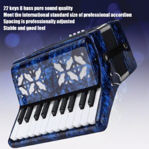 BTER Professional Accordion, 22 Keys 8 Bass Accordion Musical Instrument, Educational Kids Accordion Instrument with Adjustable Strap for Professionals, Beginners, Kids, Stage Performance