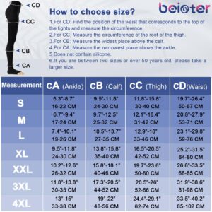 Medical Compression Pantyhose Women & Men,20-30mmHg Open Toe Thigh High Compression Tights Graduated Support (Beister)