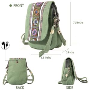 Goodhan Embroidery Canvas Crossbody Bag Cell phone Pouch Coin Purse for Women