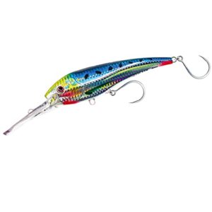 Nomad Design DTX Minnow with Patented Autotune System - Distressed Baitfish Swimming, Hydrospeed Belly Eyelet for Faster Trolling, BKK Diablo 5X Singles 3/0 Hooks, 125 FLT 5, 20ft, Hot Pink Mackerel