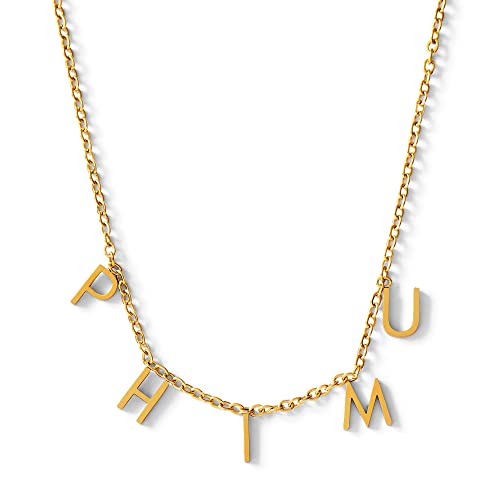 Sorority Shop Phi Mu Necklace — PM Name Necklace, 18K Gold Plated Sorority Gifts Necklace, Long-Lasting Phi Mu Gifts for Women