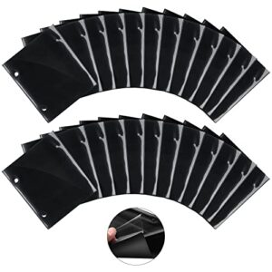 24 pieces flip folder pages flip folio marching band musical flip folder with 2 holes 7.5 x 6.3 inches pvc waterproof window pages for holding sheet music files (black, single available)