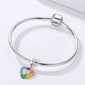 MZC Jewelry Autism Awareness Heart Charm for Pandora Bracelets You fit me Perfectly Love Puzzle Piece Bead