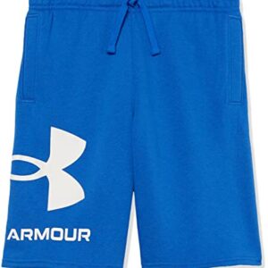 Under Armour Boys Rival Fleece Logo Shorts, (486) Versa Blue / / Onyx White, Youth Small