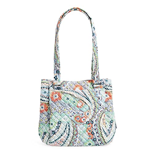 Vera Bradley Women's Cotton Multi-Compartment Shoulder Satchel Purse, Citrus Paisley - Recycled Cotton, One Size