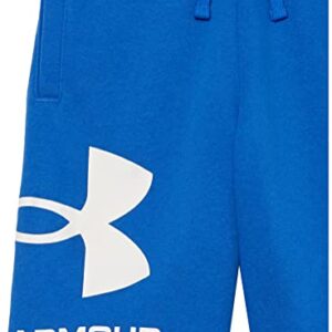 Under Armour Boys Rival Fleece Logo Shorts, (486) Versa Blue / / Onyx White, Youth Small