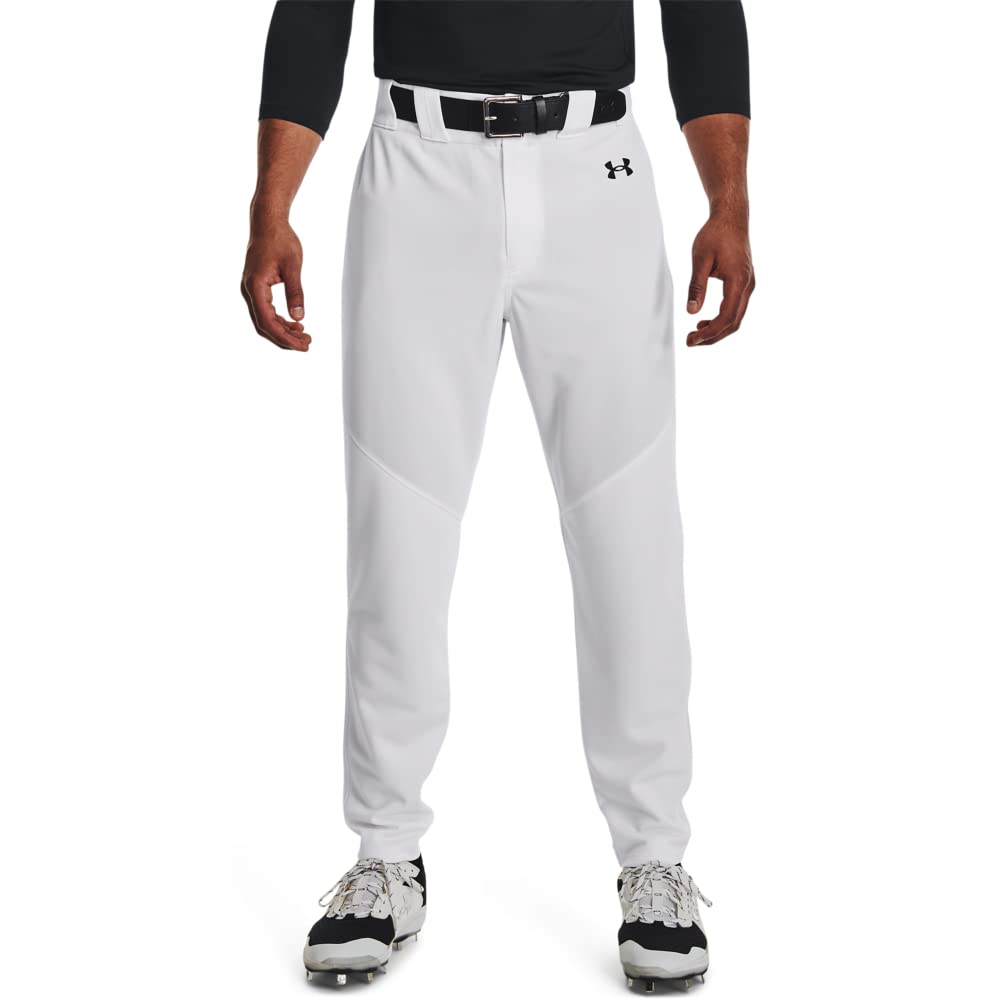 Under Armour Men's Utility Baseball Straight Leg Pant Pipe 22, (100) White / / Black, Medium