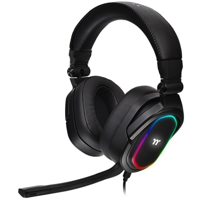 Thermaltake Argent H5 RGB 7.1 Surround Gaming Headset, 50mm Hi-Res Drivers, Compatible with PC, Xbox One, PS4, Mac, Mobile and Nintendo Switch, Black, GHT-THF-DIECBK-31