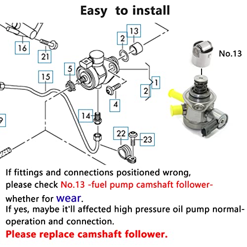 Aumtoni 35320-2B130 High Pressure Fuel Pump Mechanical Fuel Pump Compatible with 2012-2017 Hyundai Veloster, Accent, 2012-2016 Kia Rio, Forte, Soul 1.6L, Replace# 35320-2B220 35320-2B140, 353202B130