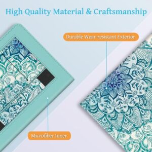 Fintie Stand Case for 6.8" Kindle Paperwhite (11th Generation-2021) and Kindle Paperwhite Signature Edition - Premium PU Leather Sleeve Cover with Card Slot and Hand Strap, Emerald Illusions