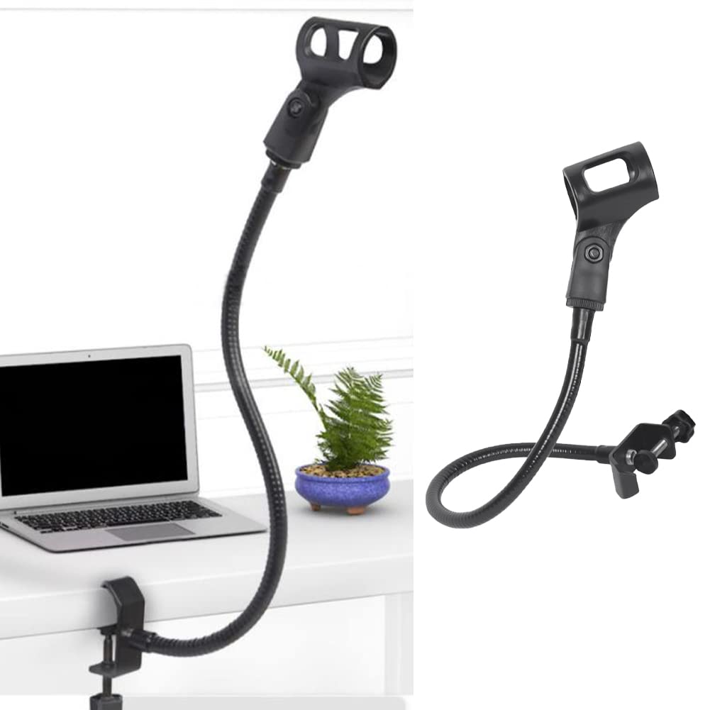 Saycker 360 Degree Flexible Gooseneck Microphone Stand Adjustable Desk Mic Boom Arm Stand with Clip(Black)