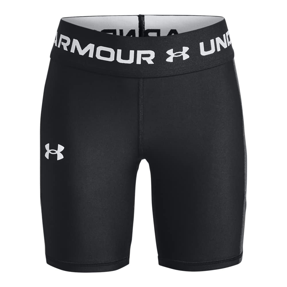 Under Armour Girls' HeatGear Bike Short, (001) Black / / White, Youth X-Large