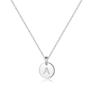 turandoss s925 sterling silver disc initial necklaces for women, dainty hypoallergenic initial necklace disc letter pendant s925 sterling silver initial necklaces for women gifts (a)