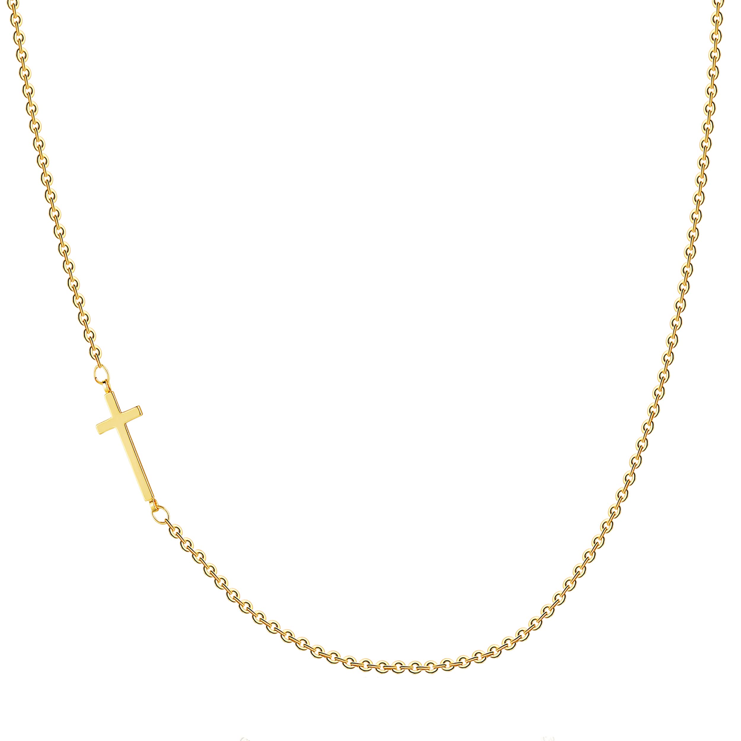 VIROMY Cute Sideways Cross Necklace for Women 18K Gold Plated Simple Dainty Cross Pendant Necklaces Minimalist Trendy Everyday Jewelry