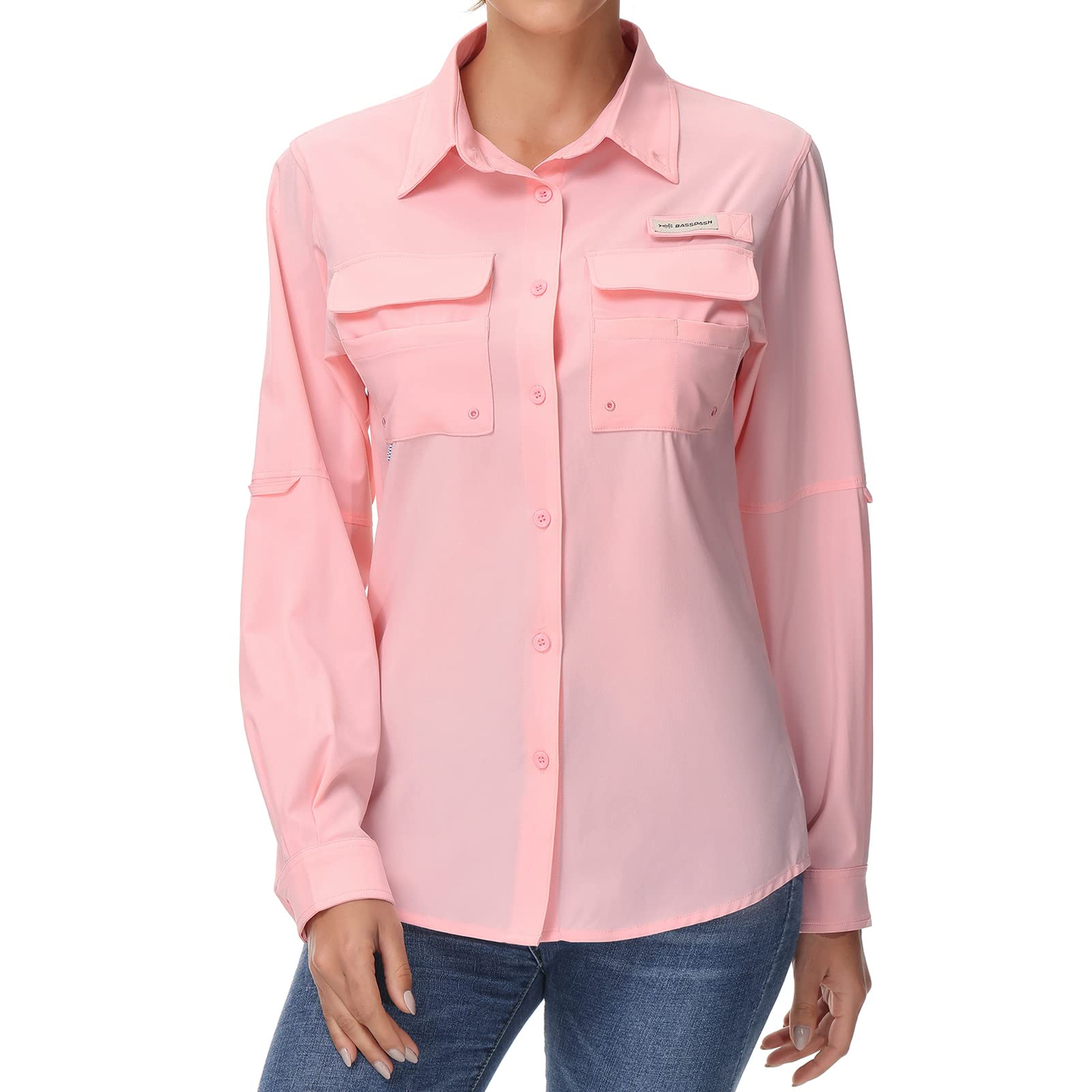 BASSDASH Women's UPF 50 Long Sleeve Fishing Hiking Button Down Shirt Performance Quick Dry FS21W