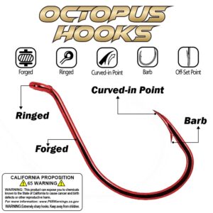 Octopus-Hook-Fishing-Beak-Circle-Hooks-Freshwater-Red-Black-100-50 Pack (1-Red, 7/0 50-Pack)