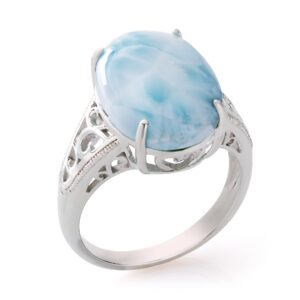 Stauer - Women's Sea of Love Larimar Ring, 7 1/2 carats Oval cut Larimar, Size 7