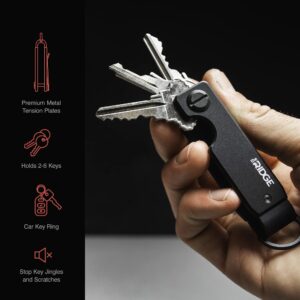 The Ridge Key Organizer - Compact Metallic Key Holder | Minimalist Innovative Keyholder | Smart Keychain Secures 2-6 Keys (Aluminum Black)