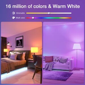 Ghome Smart Light Bulbs, A19 E26 Color Changing Led Bulb Works with Alexa, Google Home, App & Voice Control, 2.4Ghz WiFi Only, 800 Lumens, Dimmable RGB Warm White 2700K Smart Home Lighting, 6 Pack