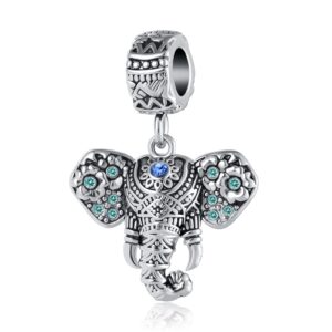 MZC Jewelry Lucky Elephant Charm for Pandora Bracelet Good Luck Animal Dangle Bead for Mom Daughter Sister Women Birthday