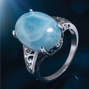 Stauer - Women's Sea of Love Larimar Ring, 7 1/2 carats Oval cut Larimar, Size 7