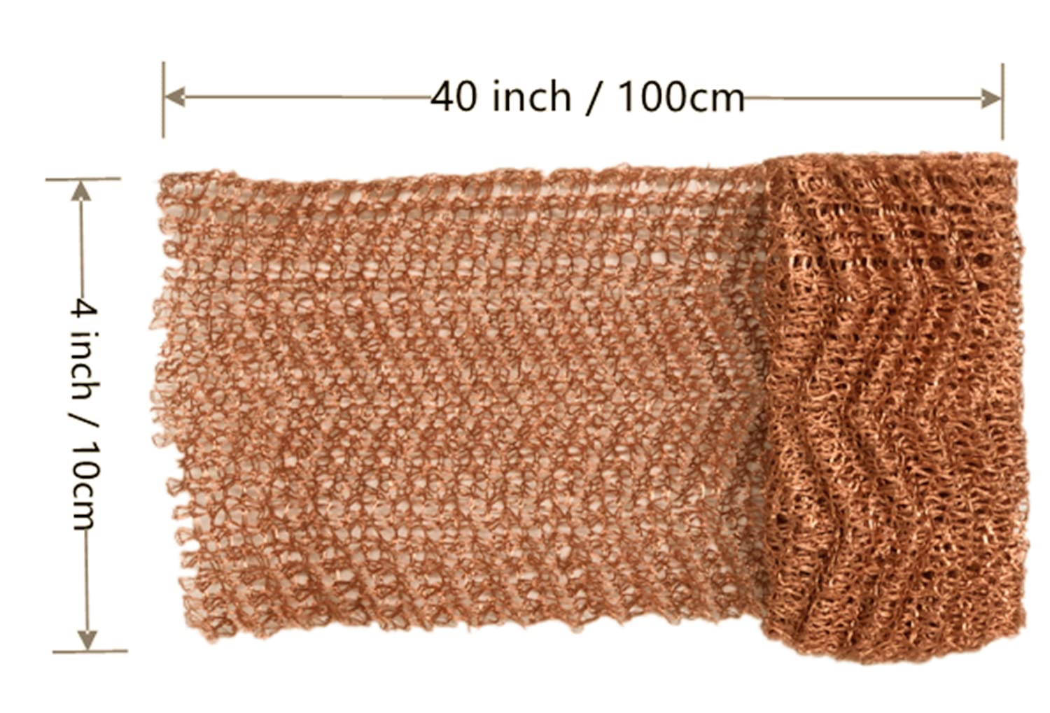 Copper Mesh,Pure Copper Wire Mesh, Hole and Gap Filler, Sturdy and Durable, Suitable for Gardens and Houses, Size 3.8" x 40"（1 Roll)