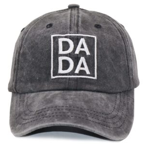 manmesh hatt new dad gifts, funny dada hats for men, vintage washed distressed embroidered daddy baseball cap