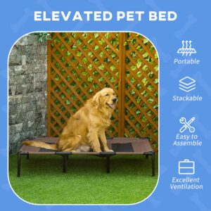 PawHut 48" x 36" Elevated Breathable Dog Bed Portable Pet Cot w/Carry Bag Metal Frame Breathable Mesh Indoor and Outdoor Tan