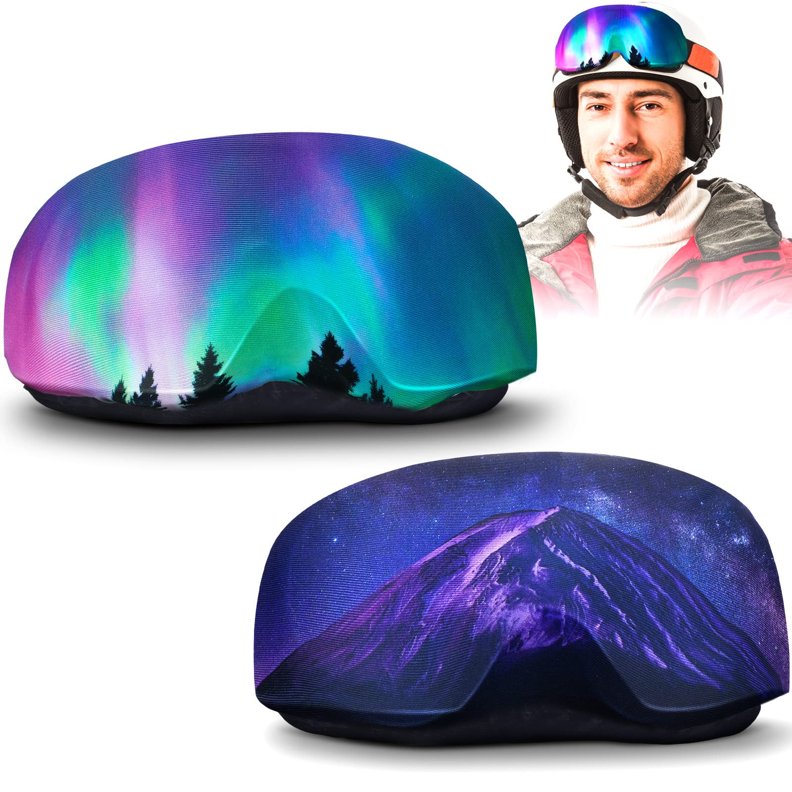 TOODOO 2 Pieces Microfiber Protective Ski Goggle Cover Ski Goggle Cover Protectors for Snow Ski Goggles (Classic Style)