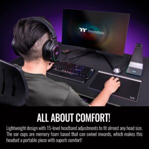 Thermaltake Argent H5 RGB 7.1 Surround Gaming Headset, 50mm Hi-Res Drivers, Compatible with PC, Xbox One, PS4, Mac, Mobile and Nintendo Switch, Black, GHT-THF-DIECBK-31