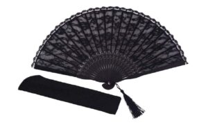 zmgmsmh womens handmade cotton lace folding hand fan with a beautiful lace pouch nice breeze looks lovely with your parasol costume compact to keep in purse ball party use gift