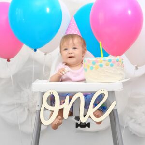 One Wooden Sign One Cutout Letter for 1st Birthday Party,One Sign One Photo Prop for Baby Shower Party Decorations,Wall Decor Table Display Baby Chair Photo Booth Props