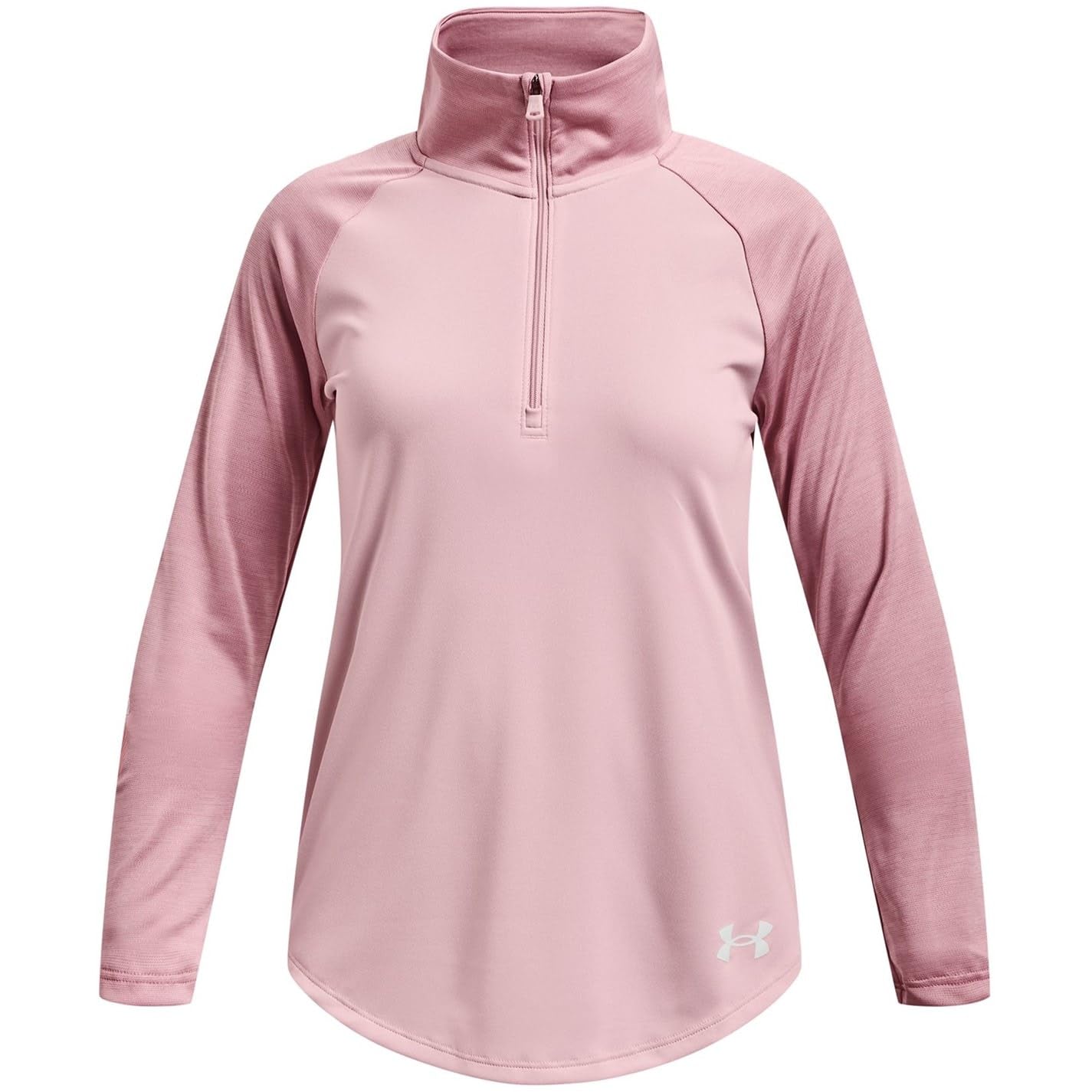 Under Armour Girls' Tech Graphic Half-Zip T-Shirt, (647) Prime Pink/Bauhaus Blue/White, Youth Large