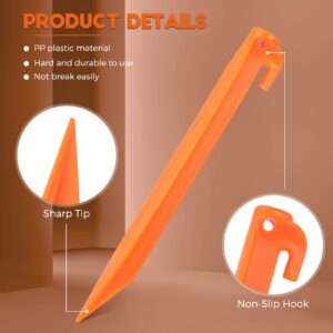 9 Inch Plastic Inflatable Stakes Tent Stakes Replacement Yard Inflatable Accessories for Inflatables Camping Tent Stakes Tent Pegs for Valentine's Day Garden Home Decorations(Orange, 12 Pieces)