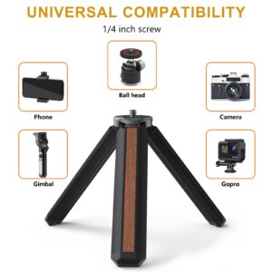 POYINCO Mini Tabletop Tripod Portable iPhone Tripod 1/4"-20 Mounting Screw and Folding feet, Fits for Selfie Stick, Zhiyun, Osmo and All Camera Perfect for Photography Vlogging and YouTube.(Black)