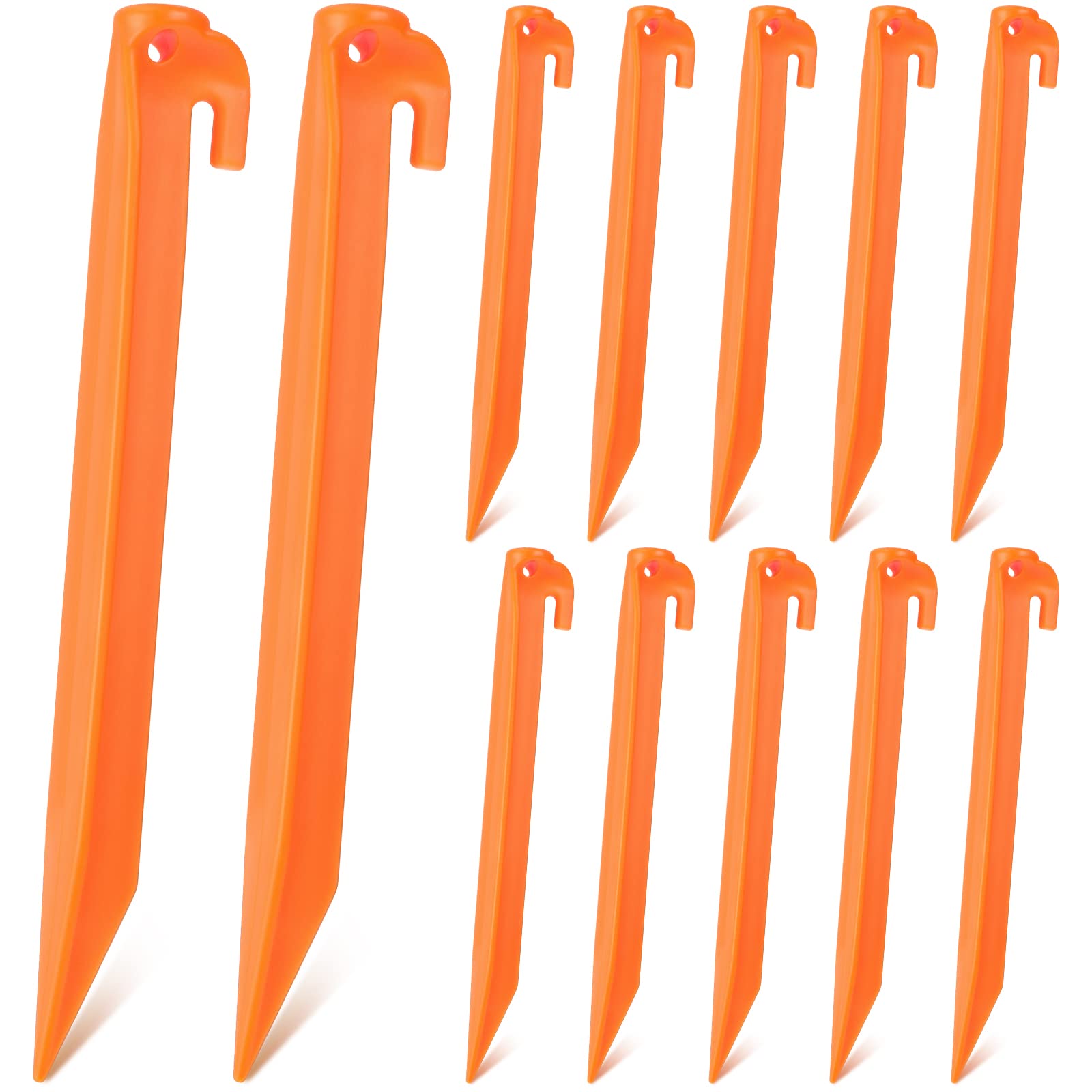 9 Inch Plastic Inflatable Stakes Tent Stakes Replacement Yard Inflatable Accessories for Inflatables Camping Tent Stakes Tent Pegs for Valentine's Day Garden Home Decorations(Orange, 12 Pieces)