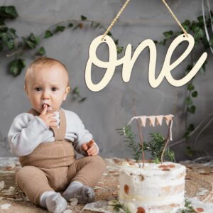 One Wooden Sign One Cutout Letter for 1st Birthday Party,One Sign One Photo Prop for Baby Shower Party Decorations,Wall Decor Table Display Baby Chair Photo Booth Props