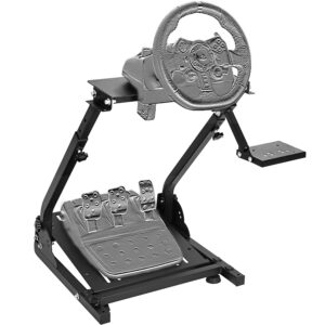 Hottoby Racing Simulaor Cockpit Aluminum Profile Truck Simulator with Red Seat&Monitor Frame Fit for Logitech/Thrustmaster/Fanatec G920,G923&T80 F1 Professional,No Handbrake,Pedals,Steering Wheel