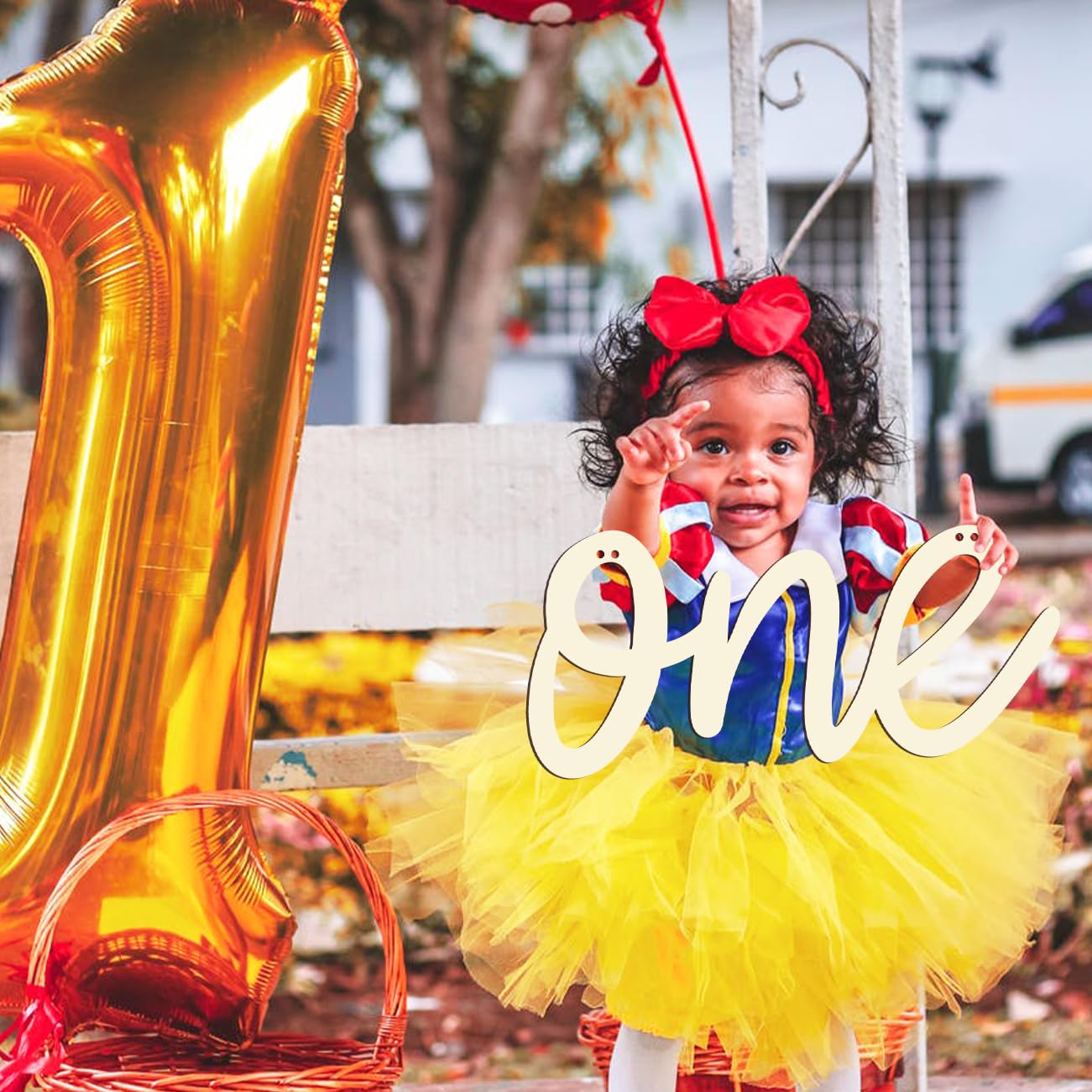 One Wooden Sign One Cutout Letter for 1st Birthday Party,One Sign One Photo Prop for Baby Shower Party Decorations,Wall Decor Table Display Baby Chair Photo Booth Props