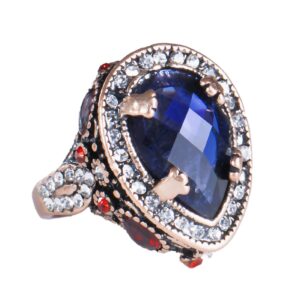 ckhao women ring - 24mm big size antique gold plated turkish style blue gemstone vintage ring women jewelry j0899blue (7)