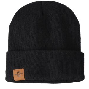 Winter Beanie Acrylic Winter Hats for Women Men Soft Warm Unisex Cuffed Beanie (Black)