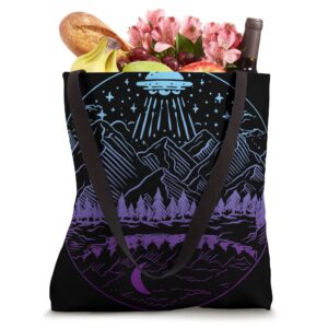 Galaxy UFO Abduction Space Astronaut Nature Lake Moon Alien Tote Bag