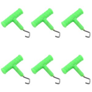 lasenersm 6 Pieces Knot Puller Fishing Knot Puller Fish Baiting Rig Tool Knotter Tie Tester Tightener Terminal Tackle Puller Knot Tool Accessory with T-Handle for Outdoor Fishing, Green