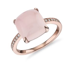 jewelrygift 14k rose gold plated prong ring natural rose quartz cabochon loose gtone latest mossanite design love gtone fine jewelry for women ring 8