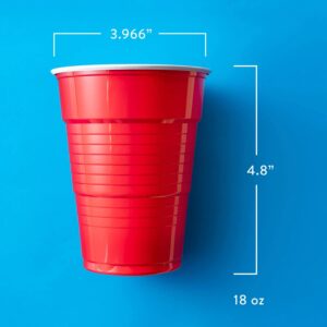 Supellectilem Red Plastic Disposable Cups - 18 Oz., 240 Ct. | Heavy Duty Large Party Cold Drink Plastic Cups Disposable