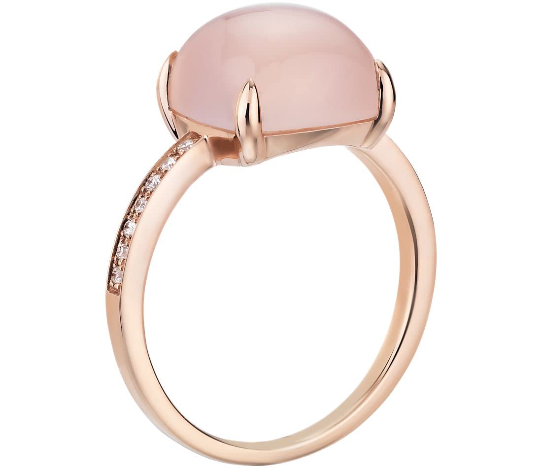 Jewelrygift 14K Rose Gold Plated Prong Ring Natural Rose Quartz Cabochon Loose Gtone Latest Mossanite Design Love Gtone Fine Jewelry for Women Ring 8