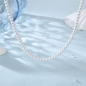 Pearl Necklace for Men,Pearl Necklaces for Women,6mm White Pearl Necklace Jewelry