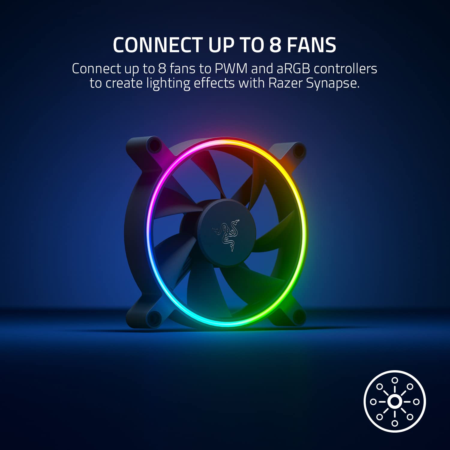 Razer Kunai Hydraulic 120MM aRGB PC Fan: Quiet, Powerful aRGB Fans - PWM Fan Controller Support & Connect Up to 8 Fans - Powered by Razer Chroma RGB - 3 Fans